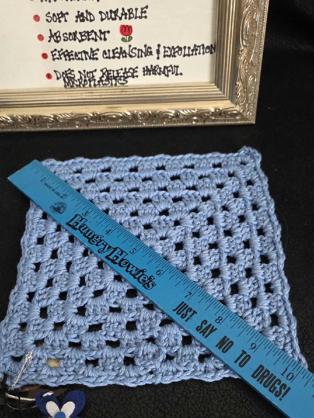 Handmade Crocheted Blue Cotton Dish/Wash Cloths - 100% Cotton Set Of 4